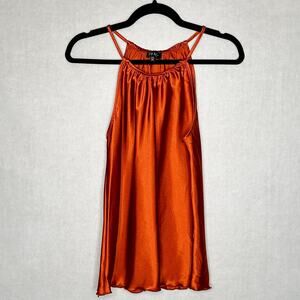 NWT Nicole Miller Rust Satin Halter Tank Top – Size XS